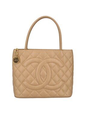 Chanel Medallion Tote Caviar Leather Beige